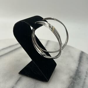 NWOT silver large multi hoop earrings